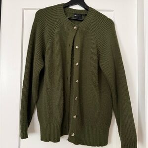 ASOS Green Ribbed Button Cardigan Sweater